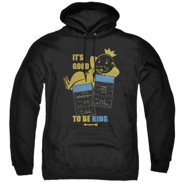 Black pullover hoodie with Monopoly Its Good To Be King No Logo graphic