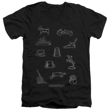 Black men's v-neck t-shirt with Monopoly Token graphic