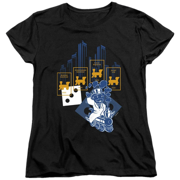 Black women's t-shirt with Monopoly The True Railroad Tycoon No Logo graphic