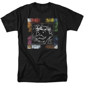 Black men's regular fit t-shirt with Monopoly Dusty Game Board No Logo graphic