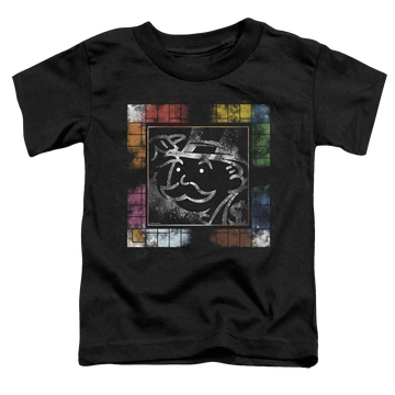 Black toddler t-shirt with Monopoly Dusty Game Board No Logo graphic