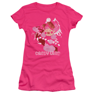 Hot pink juniors t-shirt with Candy Land Mr Mint graphic
