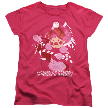 Hot pink women's t-shirt with Candy Land Mr Mint graphic