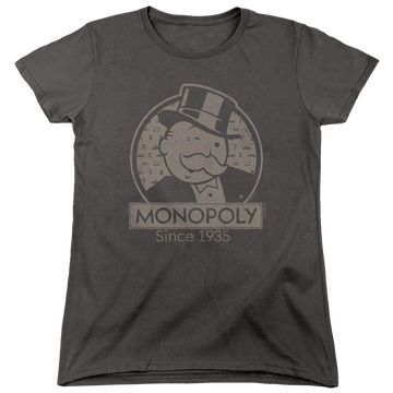 Charcoal women's t-shirt with Monopoly Wink graphic