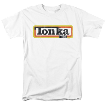 White men's regular fit t-shirt with Hasbro Tonka Boxed Sign graphic