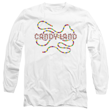 White men's long sleeve t-shirt with Candy Land Board graphic