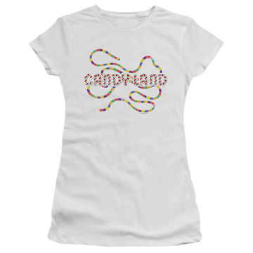 White juniors t-shirt with Candy Land Board graphic
