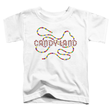White toddler t-shirt with Candy Land Board graphic