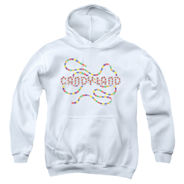 White youth hoodie for ages 8 to 12 with Candy Land Board graphic