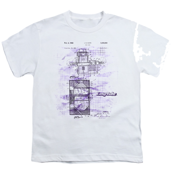 White youth t-shirt for ages 8 to 12 with Easy Bake Oven Patent graphic