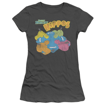 Charcoal juniors t-shirt with Hungry Hungry Hippos Ready To Play graphic