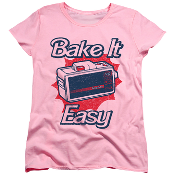 Pink women's t-shirt with Easy Bake Oven Bake It Easy graphic