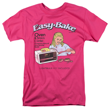 Hot pink men's regular fit t-shirt with Easy Bake Oven Lightbulb Not Included graphic