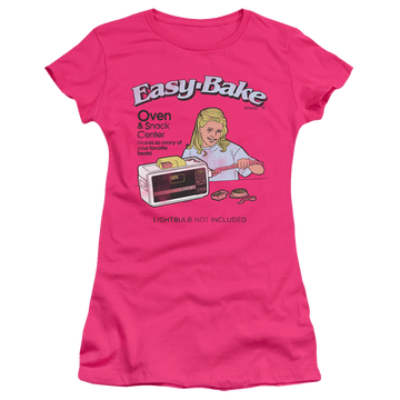 Hot pink juniors t-shirt with Easy Bake Oven Lightbulb Not Included graphic