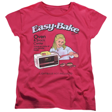 Hot pink women's t-shirt with Easy Bake Oven Lightbulb Not Included graphic