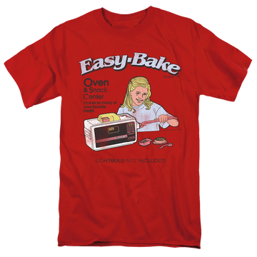 Red men's regular fit t-shirt with Easy Bake Oven Lightbulb Not Included graphic