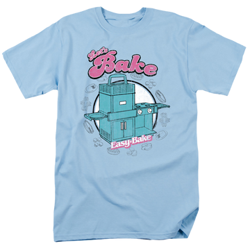 Light blue men's regular fit t-shirt with Easy Bake Oven Lets Bake graphic