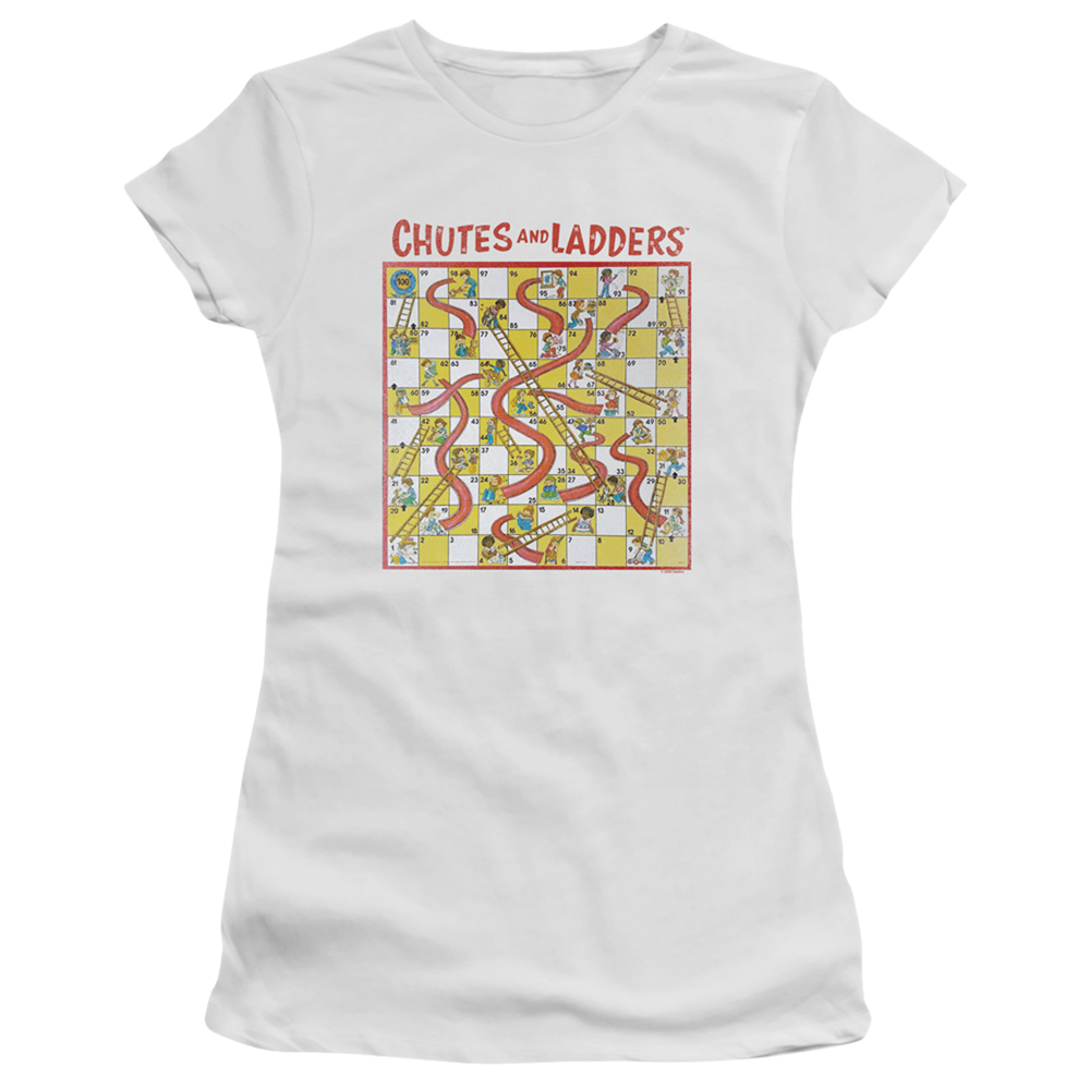 Chutes and Ladders 79 Game Board - Juniors T-Shirt Juniors T-Shirt Chutes and Ladders