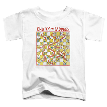 White toddler t-shirt with Chutes and Ladders 79 Game Board graphic