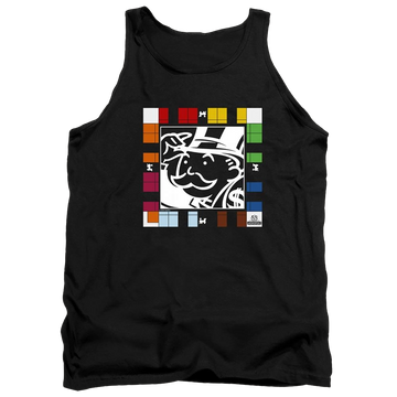 Black men's tank with Monopoly Game Board graphic