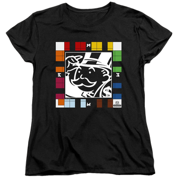 Black women's t-shirt with Monopoly Game Board graphic