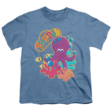 Carolina blue youth t-shirt for ages 8 to 12 with Play-doh Under The Sea graphic