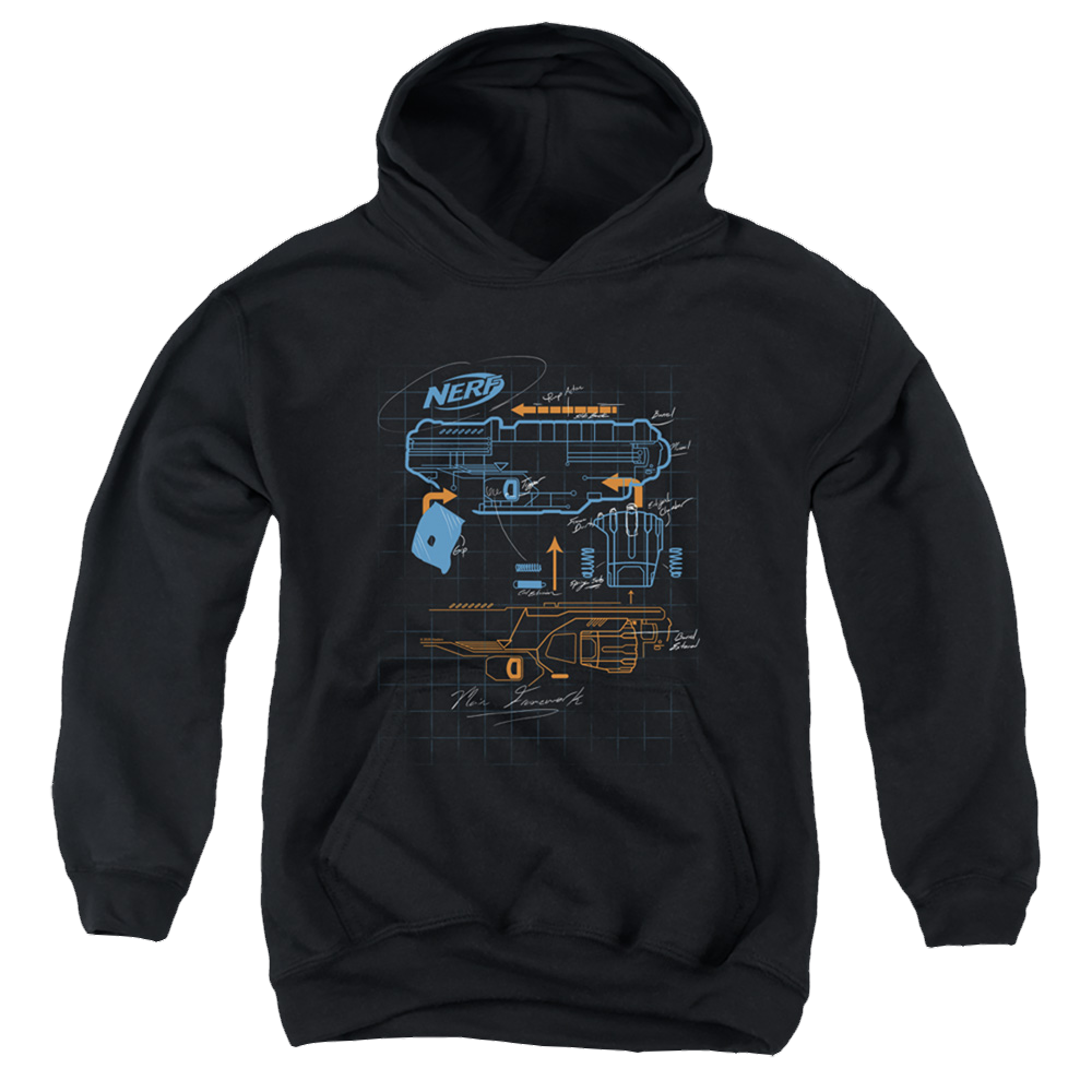 Nerf Deconstructed Gun - Youth Hoodie Youth Hoodie (Ages 8-12) Nerf