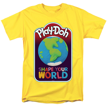 Yellow men's regular fit t-shirt with Play-doh Shape Your World graphic