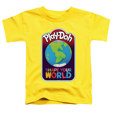 Yellow kid's t-shirt for ages 4 to 7 with Play-doh Shape Your World graphic