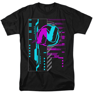 Black men's regular fit t-shirt with Nerf Cyber graphic