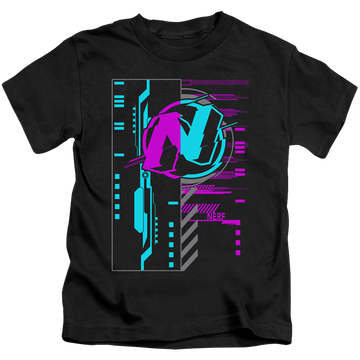 Black kid's t-shirt for ages 4 to 7 with Nerf Cyber graphic