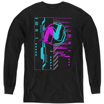 Black youth long sleeve t-shirt with Nerf Cyber graphic