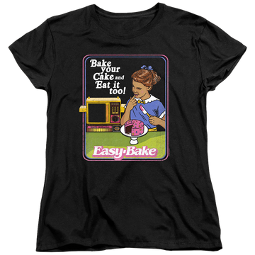 Black women's t-shirt with Easy Bake Oven Bake Your Cake graphic