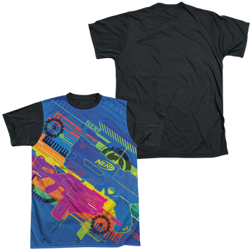 Nerf Hasbro Neon Collage men's black back t-shirt