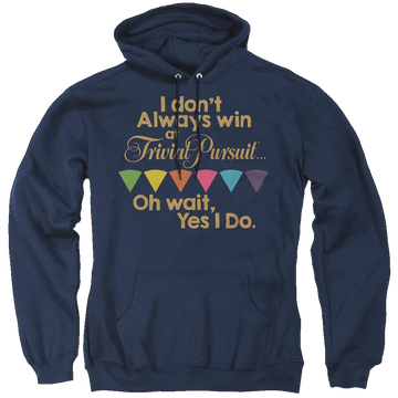 Navy pullover hoodie with Transformers I Always Win graphic