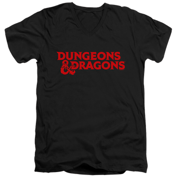 Black men's v-neck t-shirt with Dungeons & Dragons Type Logo graphic
