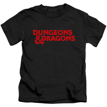 Black kid's t-shirt for ages 4 to 7 with Dungeons & Dragons Type Logo graphic
