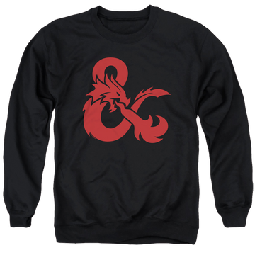 Black men's crewneck sweatshirt with Dungeons & Dragons Ampersand Logo graphic