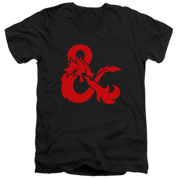 Black men's v-neck t-shirt with Dungeons & Dragons Ampersand Logo graphic