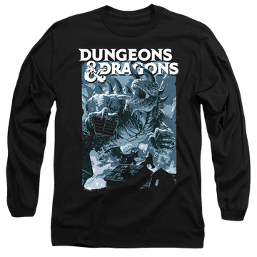Black men's long sleeve t-shirt with Dungeons & Dragons Tarrasque graphic