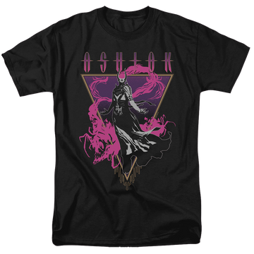 Black men's regular fit t-shirt with Magic the Gathering Ashiok graphic