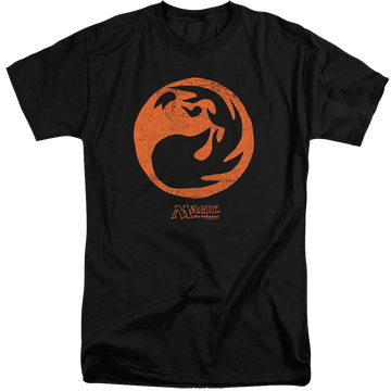 Black men's tall fit t-shirt with Magic the Gathering Red Symbol graphic