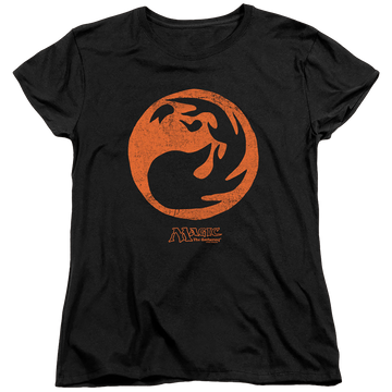 Black women's t-shirt with Magic the Gathering Red Symbol graphic