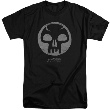 Black men's tall fit t-shirt with Magic the Gathering Black Symbol graphic
