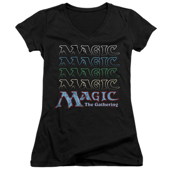 Magic the Gathering Retro Logo Repeat - Juniors V-Neck T-Shirt Juniors V-Neck T-Shirt Magic the Gathering