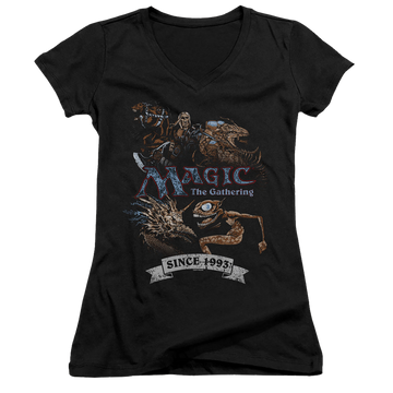 Magic the Gathering Four Pack Retro - Juniors V-Neck T-Shirt Juniors V-Neck T-Shirt Magic the Gathering