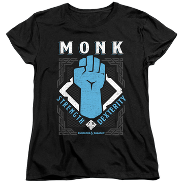 Black women's t-shirt with Dungeons & Dragons Monk graphic