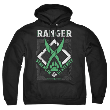 Black pullover hoodie with Dungeons & Dragons Ranger graphic