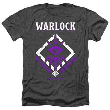 Charcoal men's heather t-shirt with Dungeons & Dragons Warlock graphic