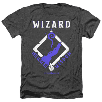Charcoal men's heather t-shirt with Dungeons & Dragons Wizard graphic
